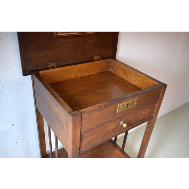 Antique Art Nouveau Side Table in Oak, 1910 For Sale - Image 9 of 12