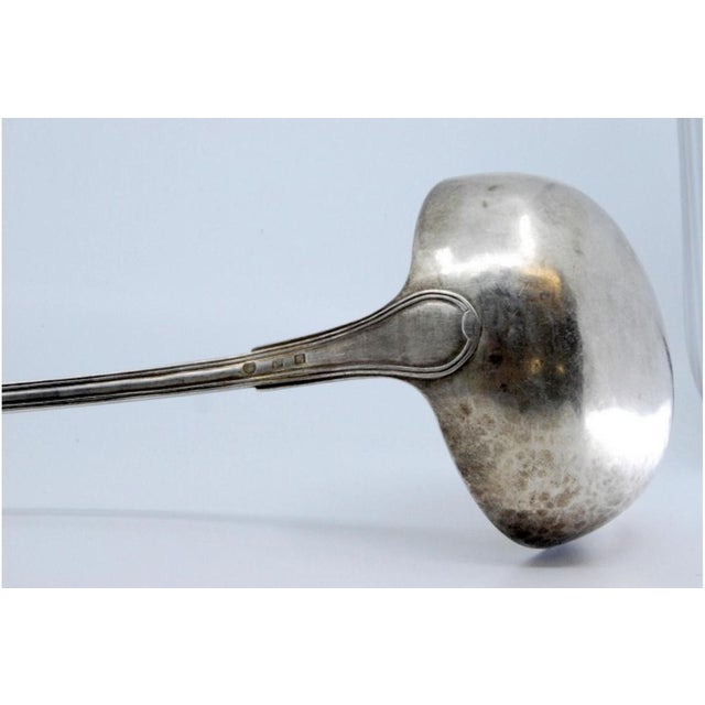Silver Soup Ladle with Grooves For Sale - Image 3 of 10