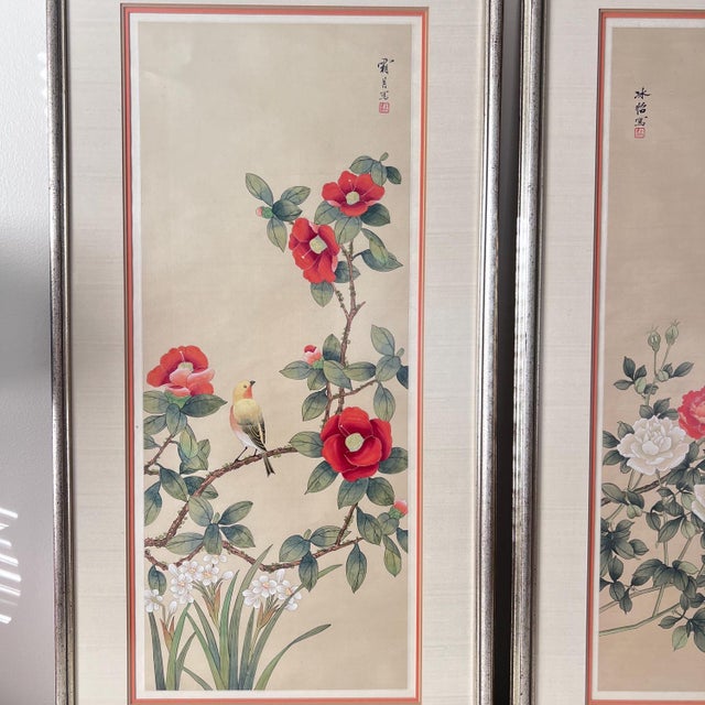 This is a set of two GORGEOUS, hand-painted silk panels that would be lovely in any Chinoiserie-inspired decor. both are...