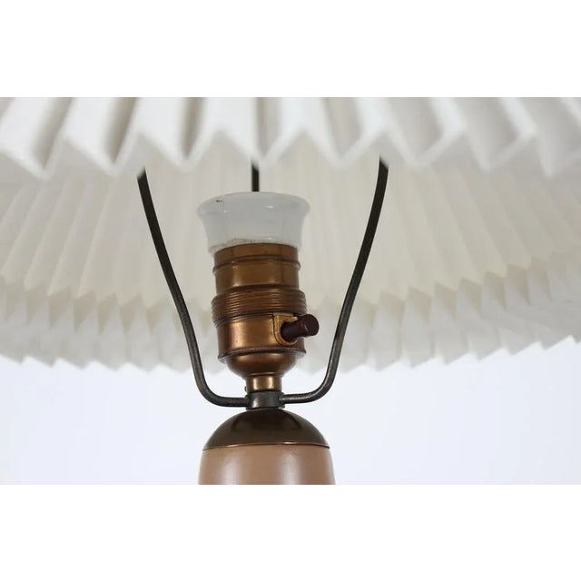 Danish Art Deco Table Lamp in Ceramic with Swimming Ducks + Le Klint Shade by L. Hjorth, 1940s For Sale - Image 3 of 12