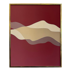 Late 20th Century Post-Modern Hard Edge Abstract Painting in Brass Frame