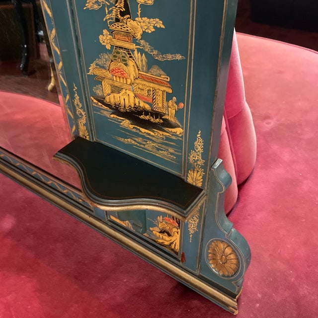 1970s Vintage Chinoiserie Overmantel Mirror With Two Shelves For Sale - Image 4 of 12