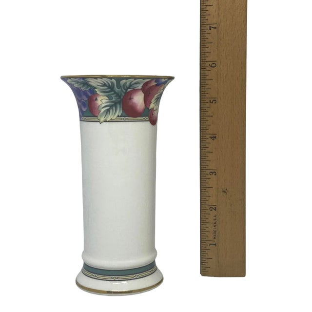 Vintage Royal Doulton Orchid Hill Medium Column Fine Bone China Vase For Sale - Image 10 of 12