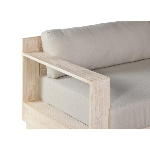 Modern Imperial Grove Outdoor Solid Teak Wood, Natural Look Sofa - 84" For Sale - Image 3 of 13