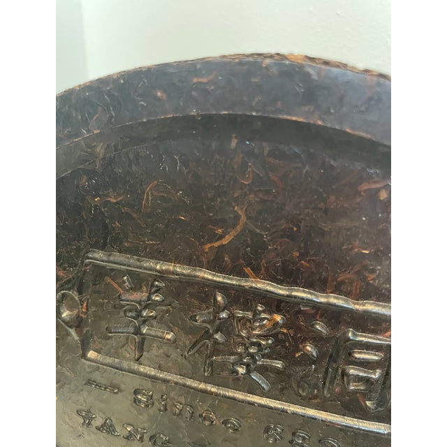 Vintage 2011 Yang Lou Dong Aged Dark Tea Brick Plaque - Relief Carved Red Cliff Scene For Sale - Image 10 of 12