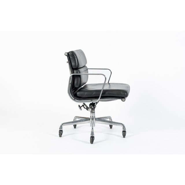 Metal Eames for Herman Miller Black Leather Desk Chair Soft Pad 2000s For Sale - Image 7 of 12