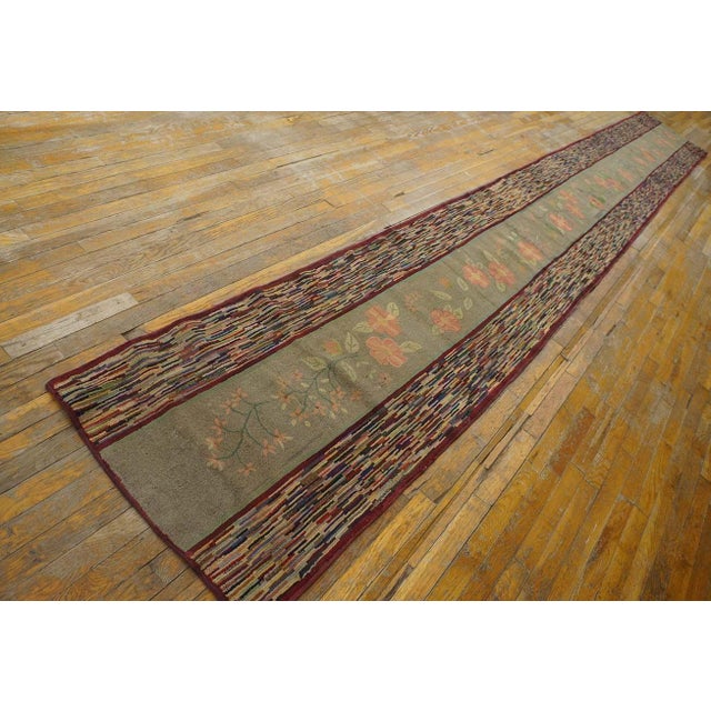 1930s American Hooked Rug ( 2'4" X 18' - 70 X 550 ) Hallway Runner Rugs (2.04ft x 18ft), Circa Date: 1930s. This...