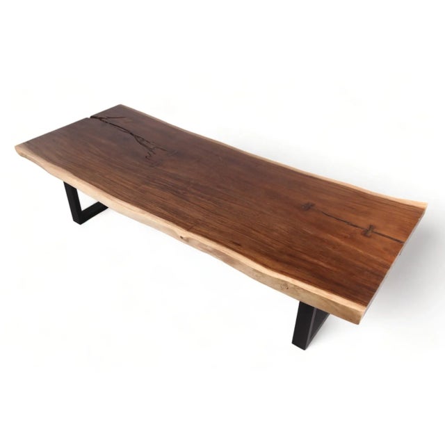 Wood 118" Inch Living Edge Desk or Dining Table 4 For Sale - Image 7 of 9