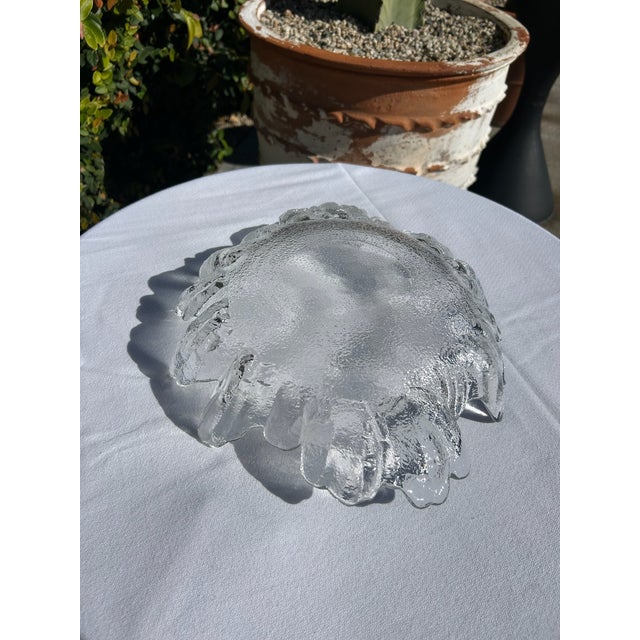 Transparent Vintage Scandinavian Iced Glass Textured Platter For Sale - Image 8 of 18