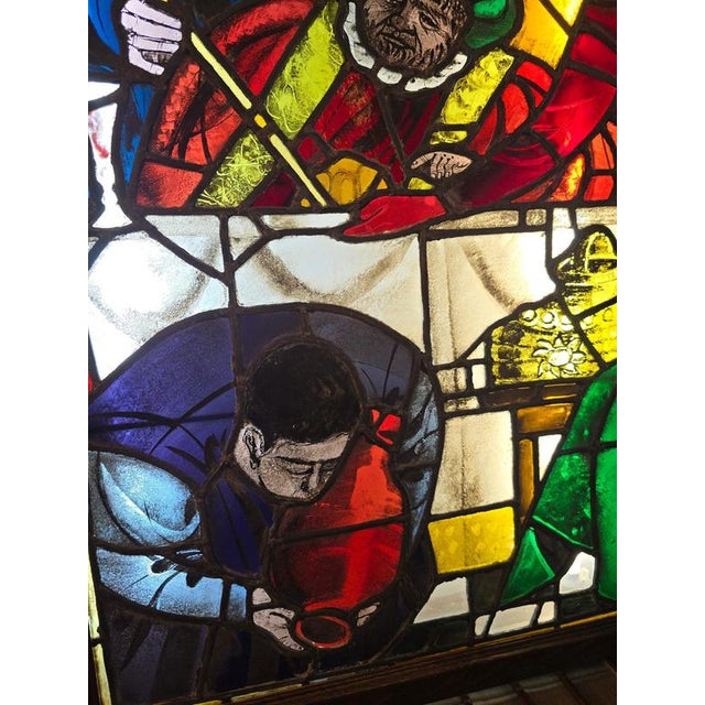 Mid 19th Century Stained Glass Panels with Don Quixote Motifs, 1860s, Set of 2 For Sale - Image 5 of 12