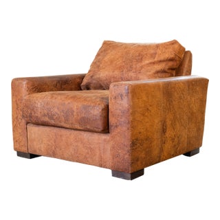 Restoration Hardware Destroyed Italian Leather Maxwell Chair For Sale