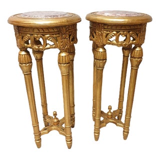 French Gilt Torchere Stands, Set of 2 For Sale