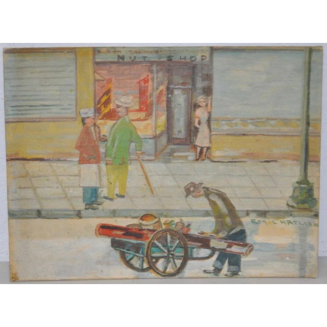 Pike Street, Seattle "Buddy Squirrels Nut Shop" Oil Painting c.1940s. This is really a great painting by Roy Chatlien...