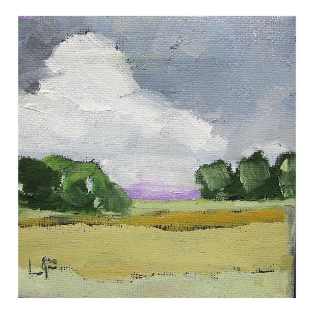 Miniature California Grassland 4x4 Lynne French O/C Landscape Art For Sale