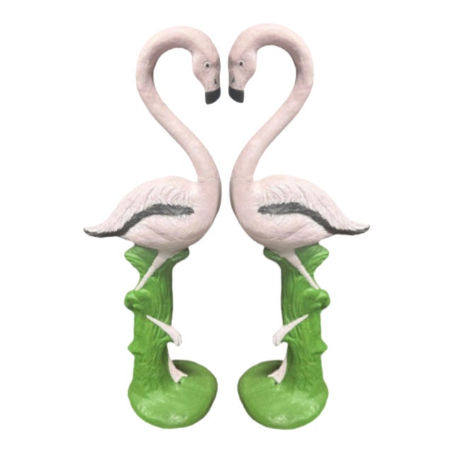 Restored Vintage Life Size Pink Flamingo Statues - Full Size Pair For Sale