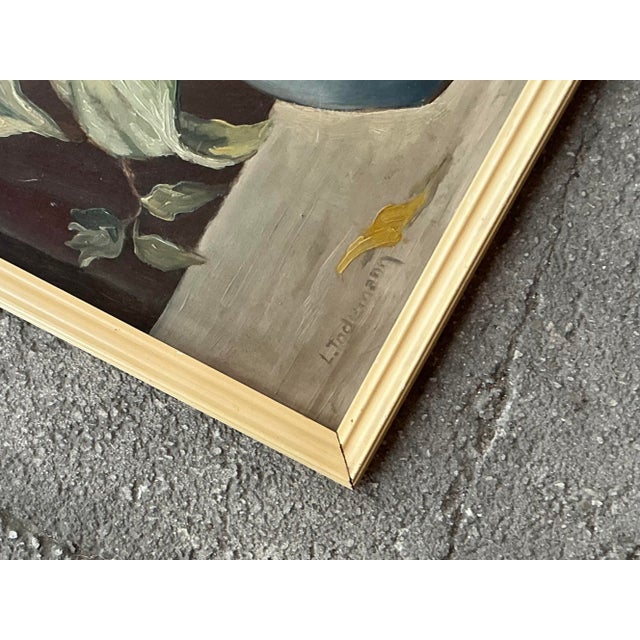 Goldenrod Vintage Boho Original Still Life Oil on Board For Sale - Image 8 of 8