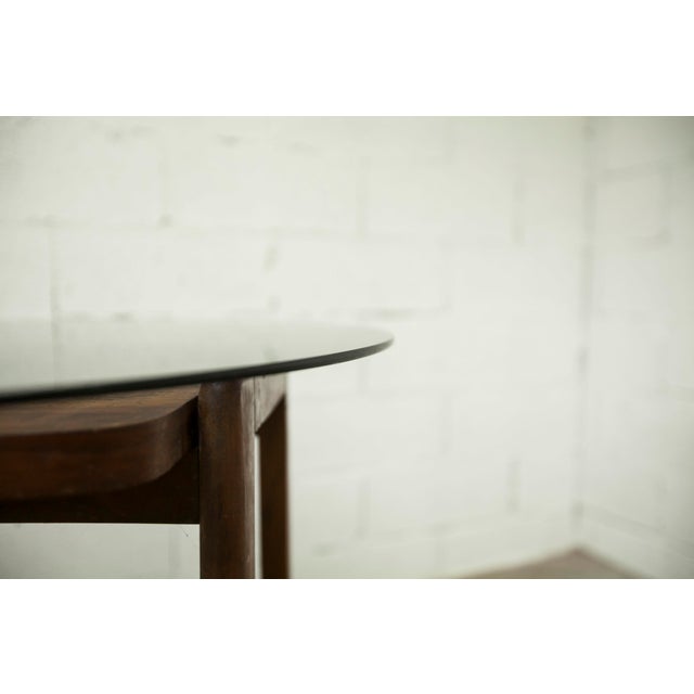 Hexagonal Table in Oak and Smoked Glass, Switzerland, 1977 For Sale - Image 6 of 18