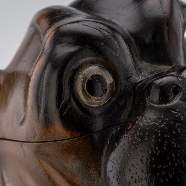 19th Century Victorian Lignum Vitae Bulldog Inkwell, 1860 For Sale - Image 13 of 18