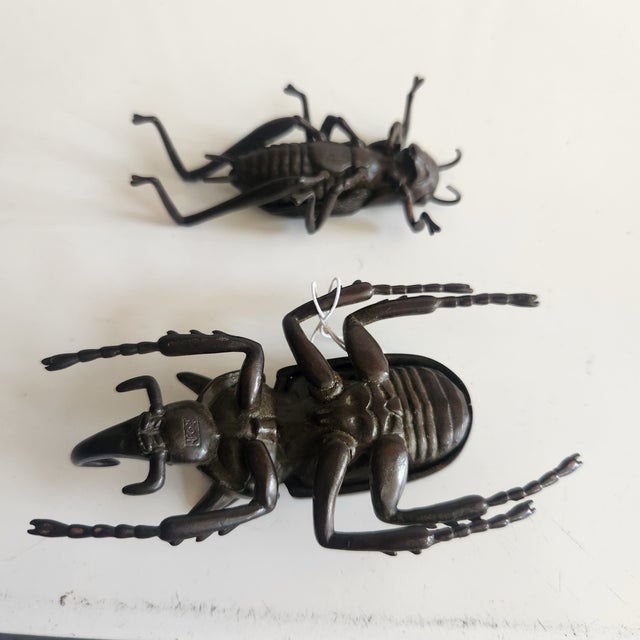 Articulated Bronze Stag Beetle and Cricket Figures For Sale - Image 4 of 10