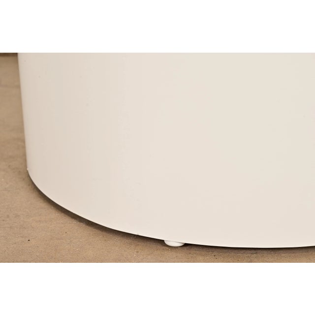 Wood Milo Baughman for Thayer Coggin Mid-Century Modern White Lacquered Drum Side Table, Newly Refinished For Sale - Image 7 of 9