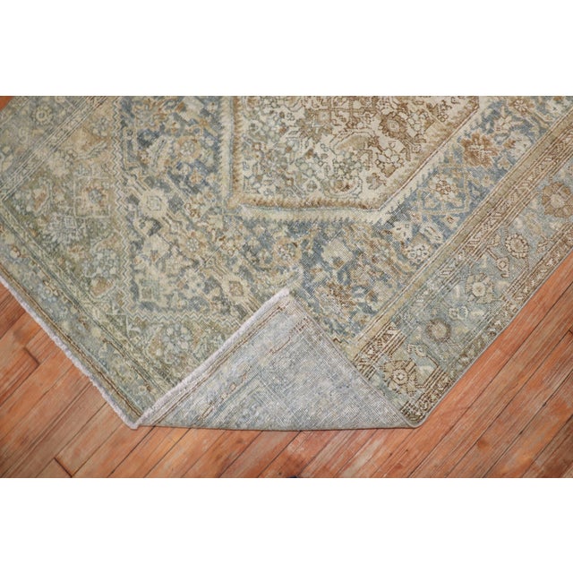 English Antique Bibikabad Blue Green Beige Rug, 4'1'' X 6'6'' For Sale - Image 3 of 5