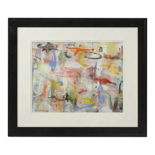 Vintage 20th C Abstract Expressionist Oil Painting Signed Framed For Sale