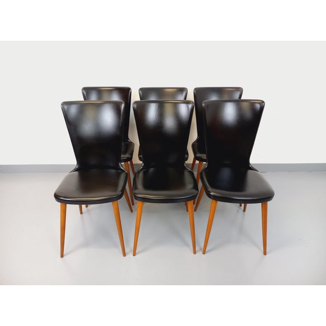Vintage Baumann Essor Chairs in Beech Wood and Skai, 1960s, Set of 6 For Sale - Image 6 of 18