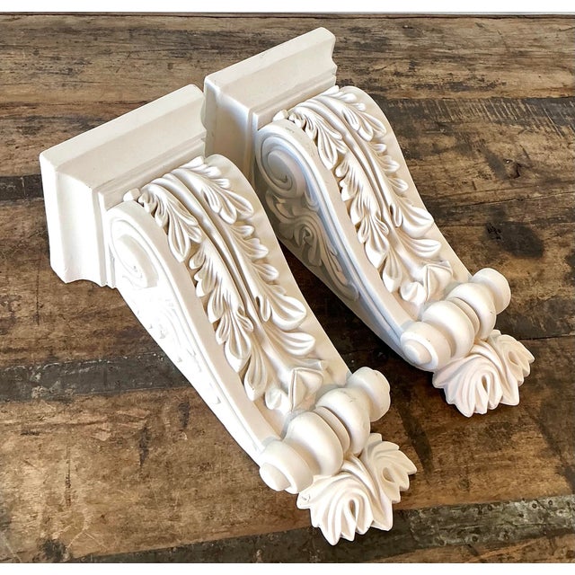 Plastic Vintage Cast Resin Baroque Brackets - A Pair For Sale - Image 7 of 12