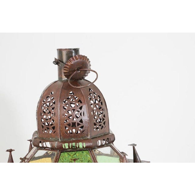 Moroccan Moroccan Moorish Multi-Color Glass Lantern in Star Shape For Sale - Image 3 of 15