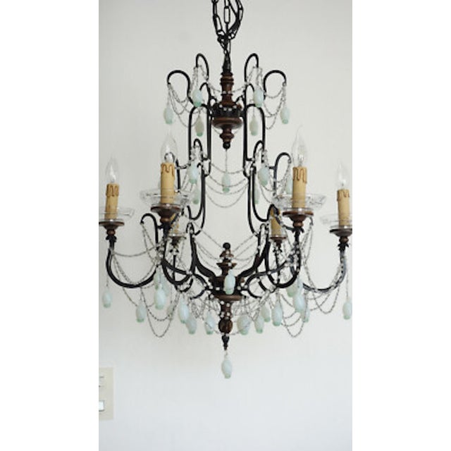 Metal, Wood and Murano Glass Fruit 6-Light Chandelier, 1920s, in Very Good conditions. Designed 1920 to 1949 I have...