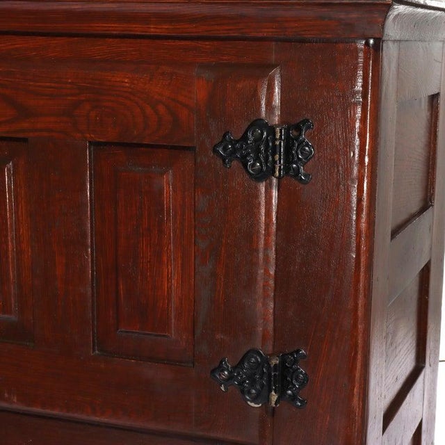 Antique Oak Raised Panel Ice Box Circa 1900 For Sale - Image 6 of 11