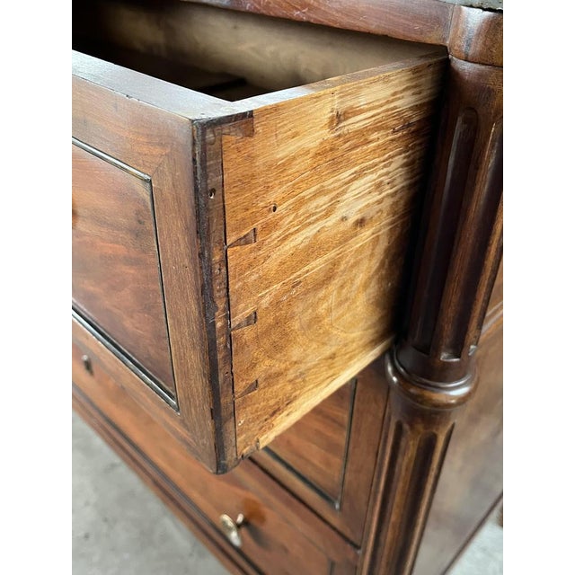 Antique Italian Louis XVI Commode in Walnut with Gray Marble For Sale - Image 12 of 18