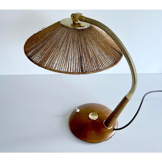 Modern Vintage Desk Lamp in Sisal and Wood from Temde, 1960s For Sale - Image 3 of 14