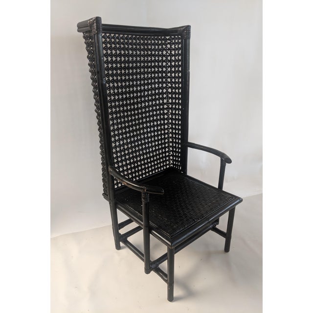 Vintage Rattan and Wicker High Back Porters Chair Chairish