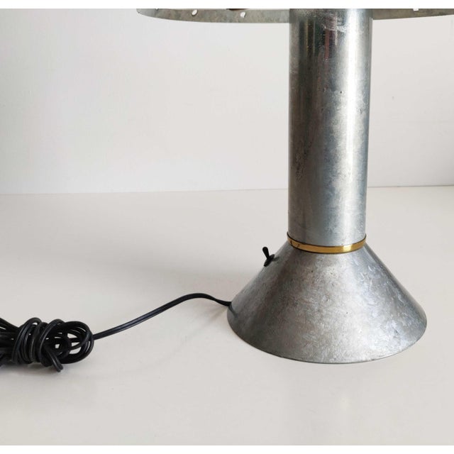 1980s Vintage Ron Rezek 4200 Galvanized Steel Postmodern Table Lamp, 1980s For Sale - Image 5 of 13