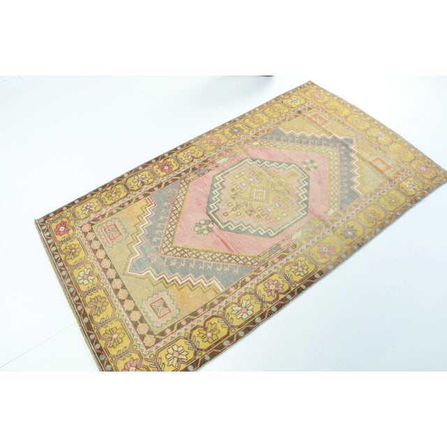 1960s 1960s Vintage Handmade Turkish Oushak Area Rug For Sale - Image 5 of 11
