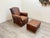 French Leather Chair With Matching Ottoman For Sale - Image 3 of 11
