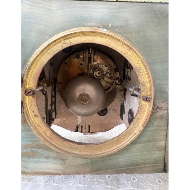 Onyx Antique French Art Nouveau Ch. Ruchot “Volubilis” Onyx Figural Mantel Clock For Sale - Image 8 of 10