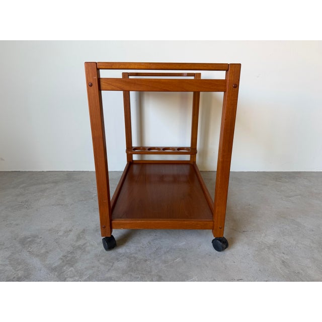 Mid-Century Danish Modern Teak Cocktail Trolley Bar Cart For Sale - Image 11 of 12