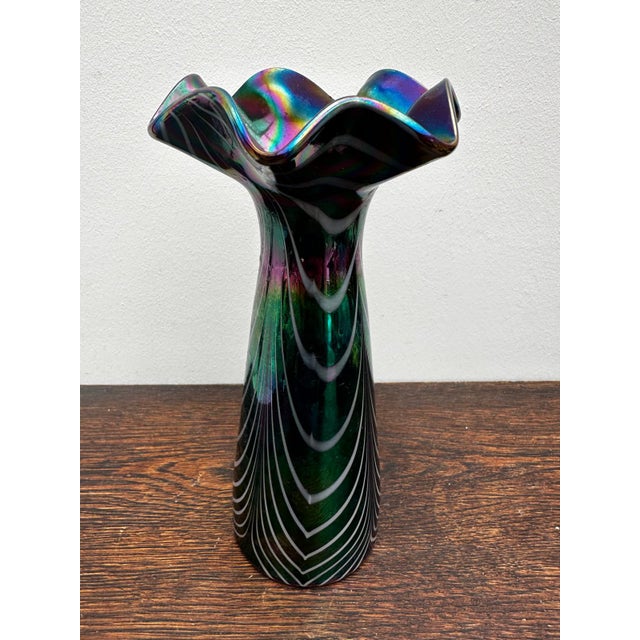 Iridescent Blown Glass Vase with Filigree Decoration, Italy, 1970s For Sale - Image 13 of 13