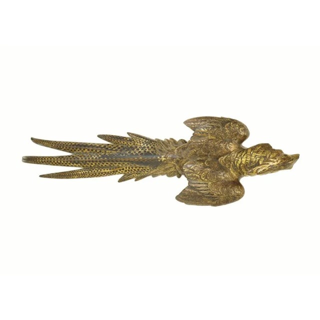 Mid 19th Century Large Bronze Sculptural Ornament Okimono Meiji Period Pheasant Wood Base Signed Character Mark For Sale - Image 5 of 7
