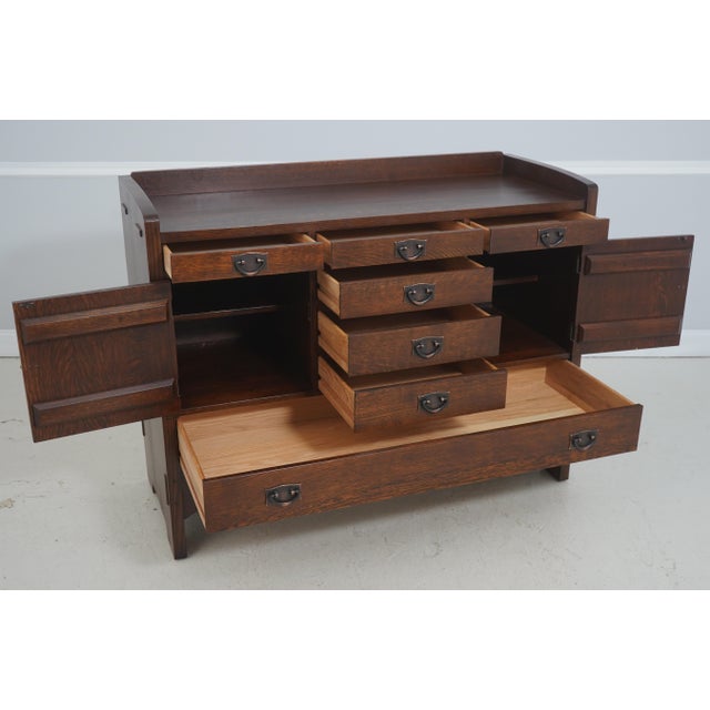 Mission Stickley Mission Oak Sideboard Buffet Server Cabinet For Sale - Image 3 of 18