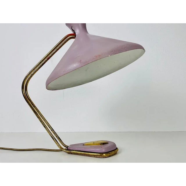 Italian Brass and Violet Table Lamp, Italy, 1960s For Sale - Image 4 of 11