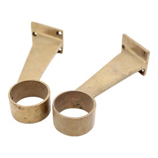 Pair of Reclaimed Brass Bar Mount Rail Brackets For Sale
