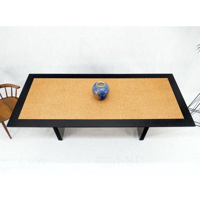Ebonized Black Lacquer Mahogany Floating Cork Top Dining Writing Library Table For Sale - Image 12 of 12
