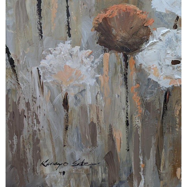 Coral Flora - Large Sized Textured Coral Flowers Painting on Gallery Wrap Canvas from Kanayo Ede Art in Atlanta. 36in x...