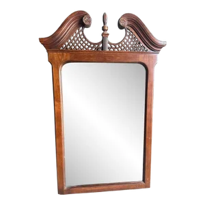 Solid Cherry Wood Chippendale Wall Mirror Made in North Carolina by Kincaid in 2001