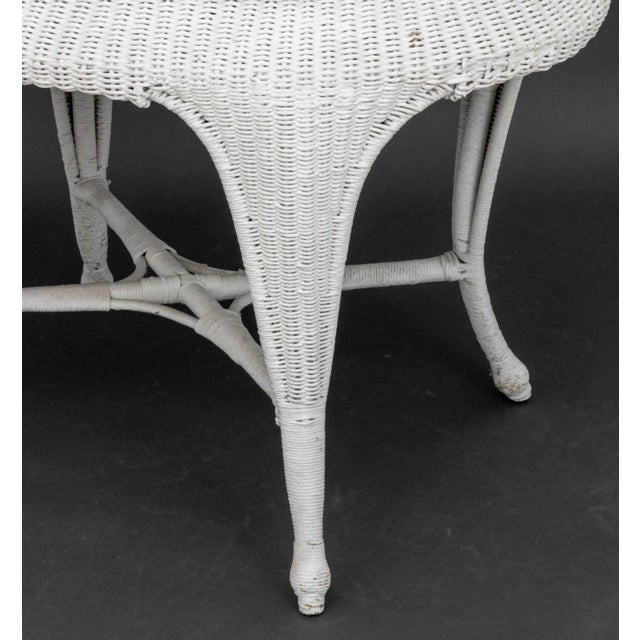 Contemporary Vintage White Wicker Dressing Table and Chair For Sale - Image 3 of 12