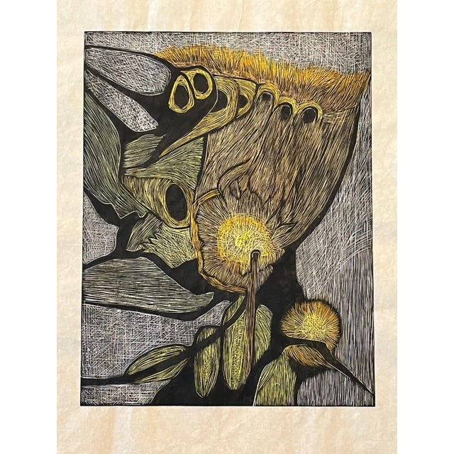 Ruth Leaf Vintage Woodcut Proof "Botanical Study" Unsigned Studio Print For Sale - Image 4 of 4