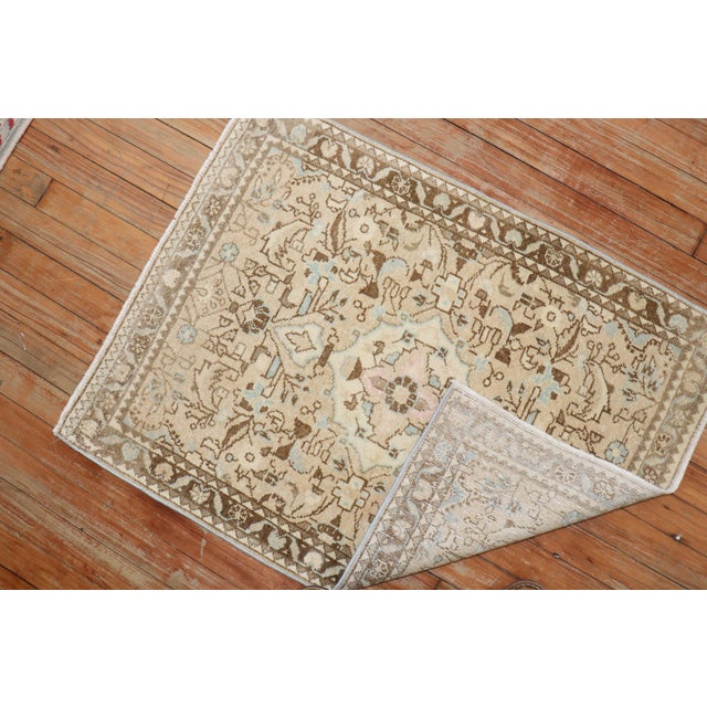 Spanish 1940s Neutral Persian Sarouk Mini Rug - 2'3" x 2'11" For Sale - Image 3 of 18